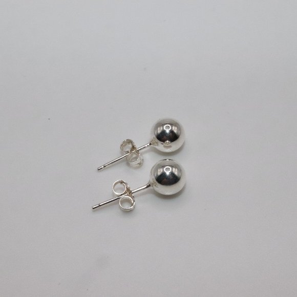 925 Sterling Silver Genuine Round Ball Stud Earrings 7mm / Pair / Men Women Kids - Picture 4 of 7
